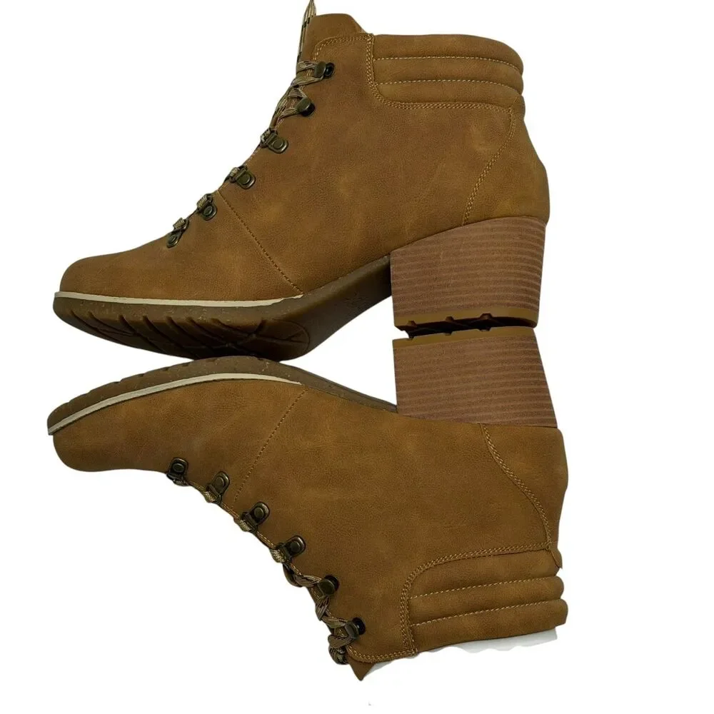 BOC Alder Nubuck Leather Booties Boots Heeled Womens Tan 11 NIB